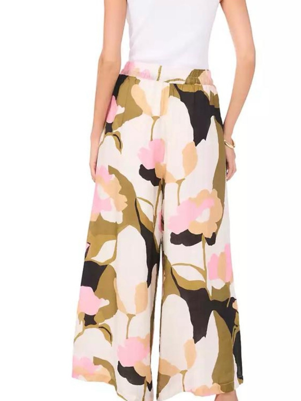 Vince Camuto Wide-Leg Floral Linen-Blend Pants - Picture 2 of 8
